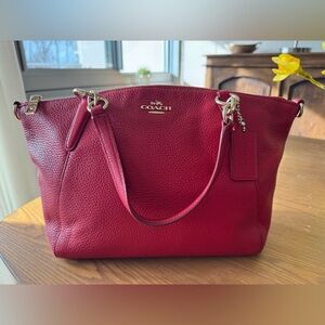 Coach Cherry Red Pebbled Leather Kelsey